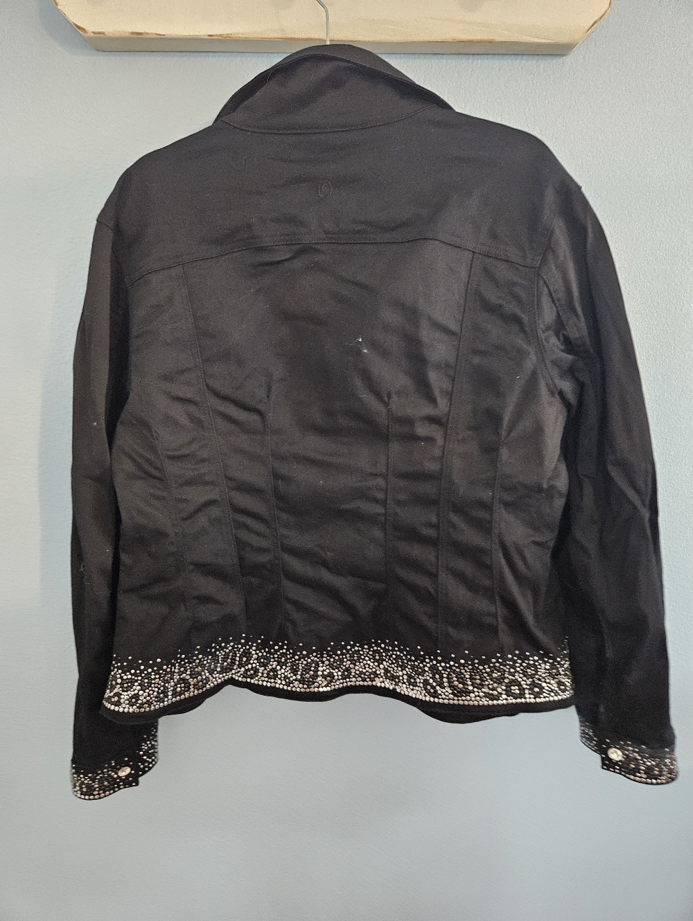 Christine Alexander Black Embellished Jean Jacket with Silver Accents - Picture 9 of 11